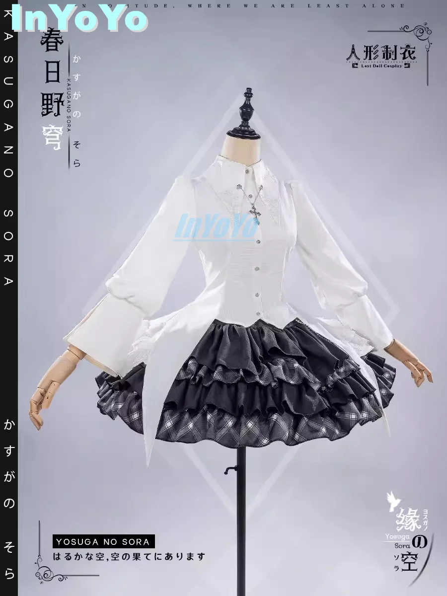 

InYoYo Kasugano Sora Cosplay Yosuga No Sora Costume Black And White Gothic Dress Lovely Uniform Halloween Party Outfit Women