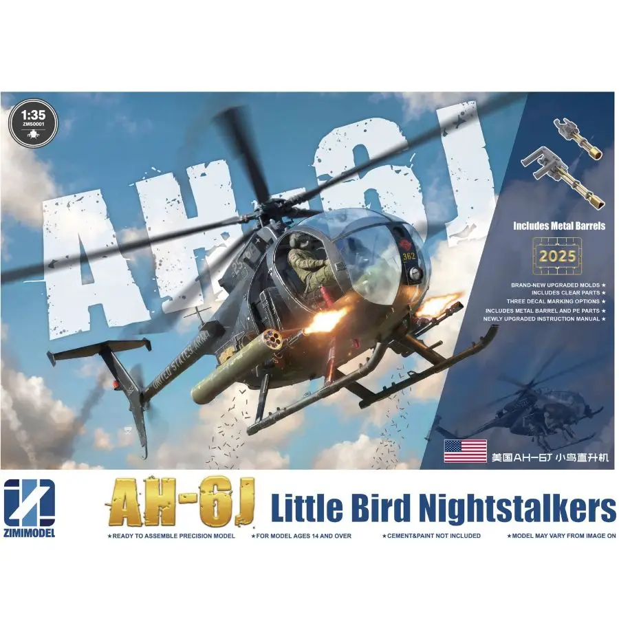 Zimi Model Custom Collectible Children Toy Birthday Gift ZM50001 1/35 US AH-6J Little Bird Night Stalkers Attack Helicopter Kit