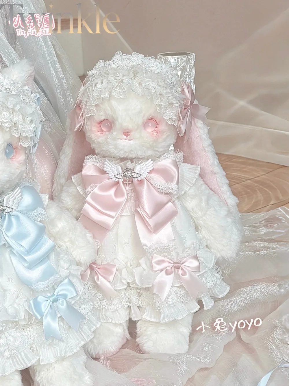 Kawaii Plush Doll Bag Lolita Lace Bow Dress Up Changeable Outfit Cute Cat Bunny Crossbody Purse with Removable Clothes Gift
