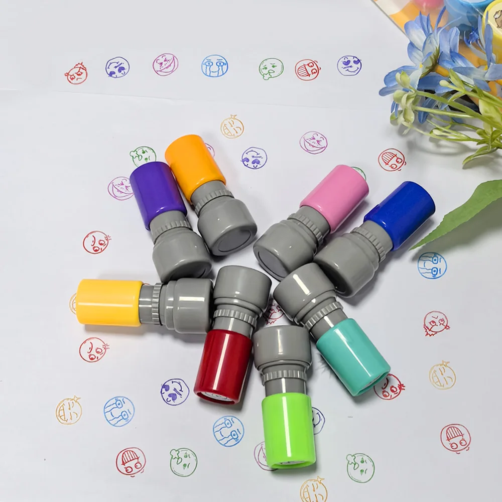 أختام حزمة التعبير المكونة من 8 ألوان تعلم وتشجيع الأختام الغاضبة، حزمة التعبير المضحكة، ختم الوجه المبتسم