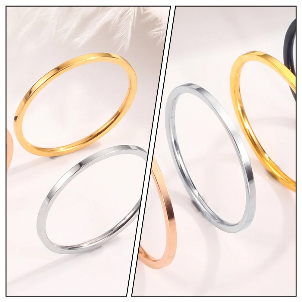

7 Pcs Titanium Steel Rings Durable Wear Easy On Off Cosplay Festival Stacking Jewelry Gift Finger Ring