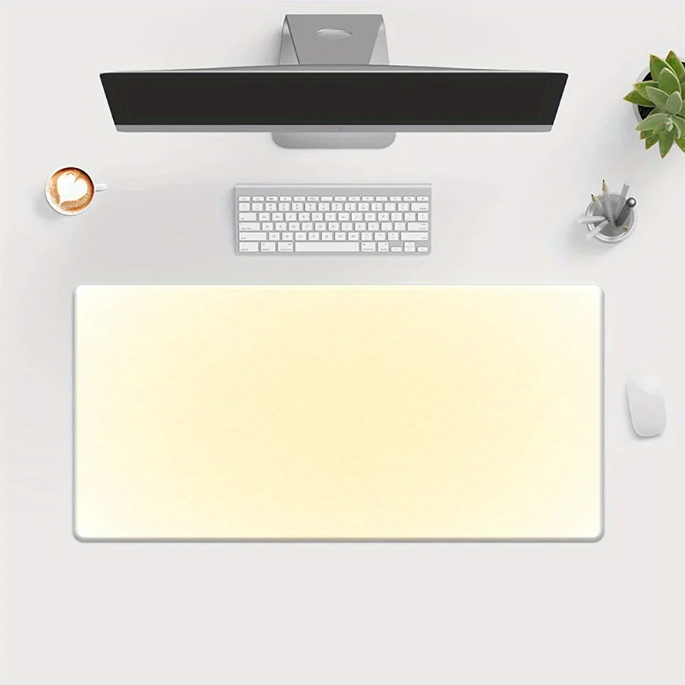 Large Cream Yellow Desk Pad Minimalist Printed Gaming Mouse Pad Multifunctional Keyboard Mat - Gift for Family And Friends