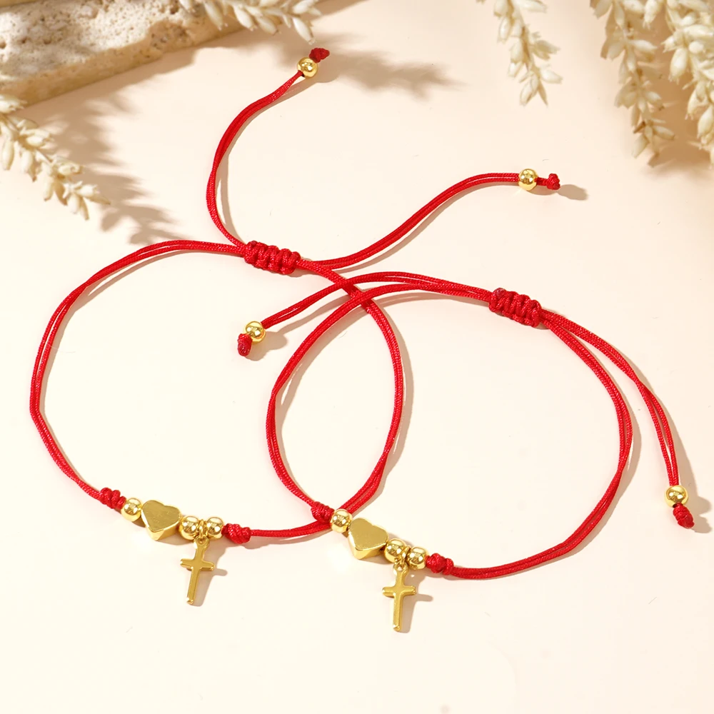 1pc/2pcs PINKY PROMISE Valentine's Day card 4mm copper beads copper heart bracelet two-piece set view 5