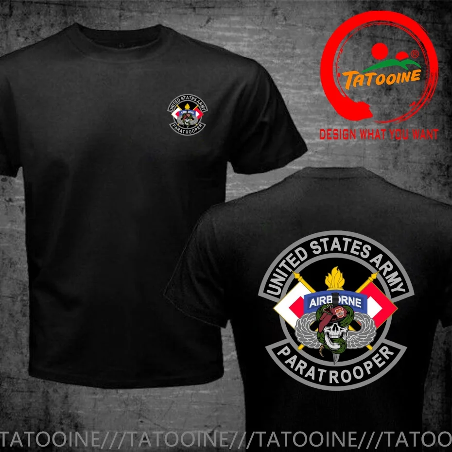 Funny Design US Army Airborne Paratrooper 82nd ABN DIV SIG v2  Shirt Men Fashion Trendy Casual Clothing Stylish Tops Tee Shirt