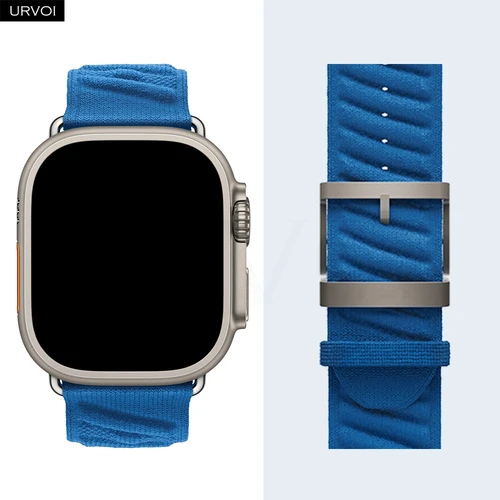 Correa deportiva URVOI En Mer para Apple Watch Ultra 3 2 bandas Bleu Hydra Nuit patrón de olas oceánicas poliamida hebilla personalizada 45 46 49mm
