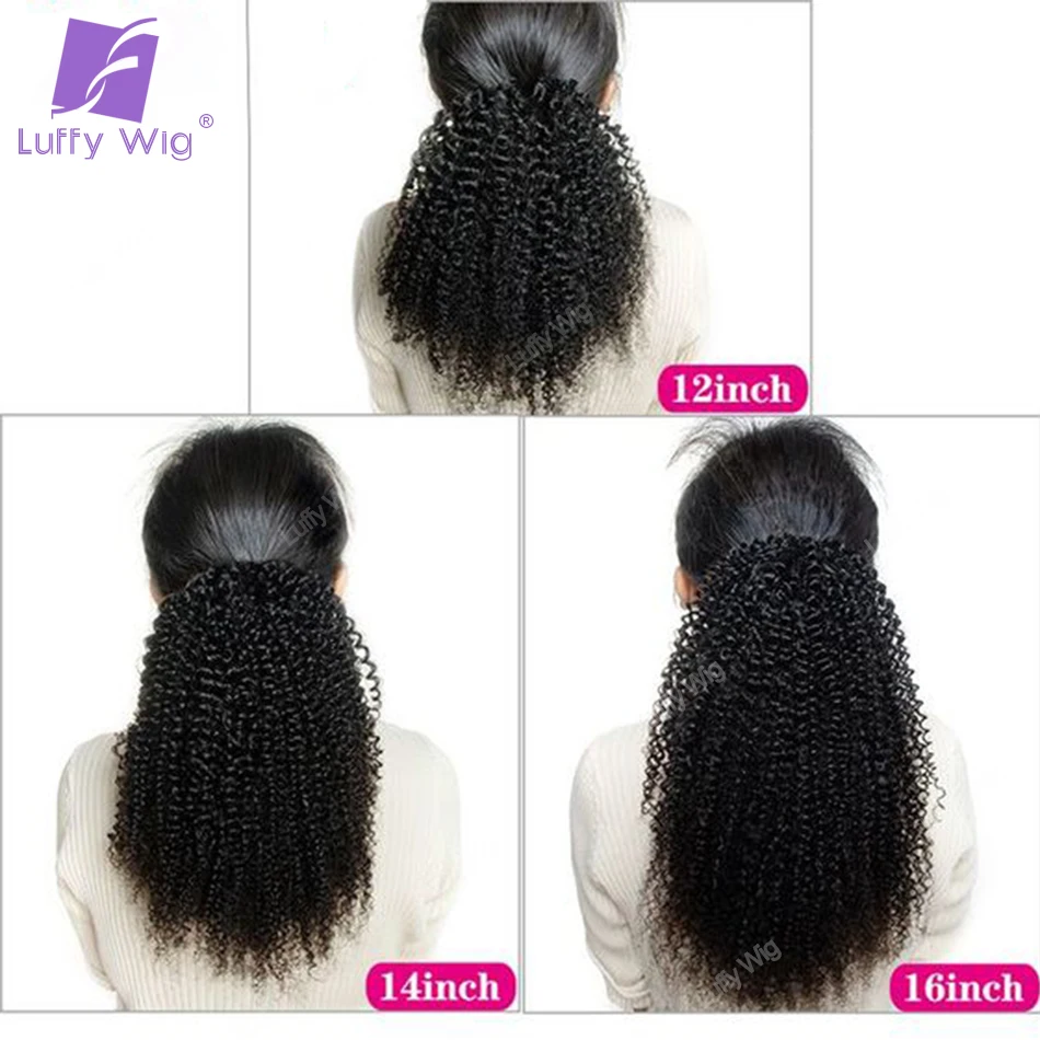 Afro Kinky Krullend Trekkoord Paardenstaart Menselijk Haar Echt Braziliaanse Remy Menselijk Haar Paardenstaart Clip In Extensions Bundels 120G Luffy