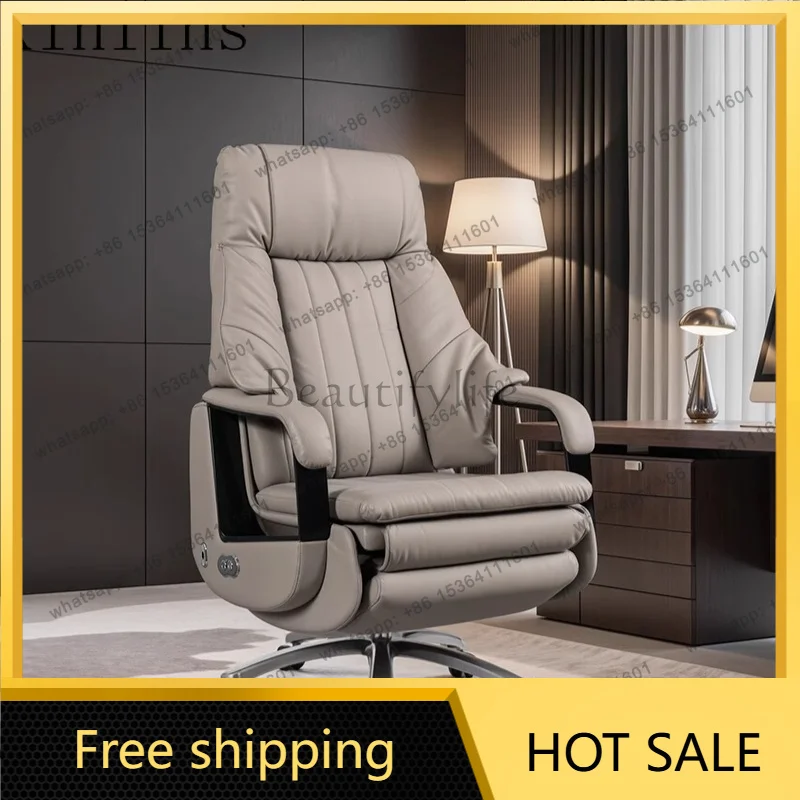 Cadeira de Escritório Elétrica de Luxo com Design Giratório, Massagem e Apoio Ergonômico para os Pés