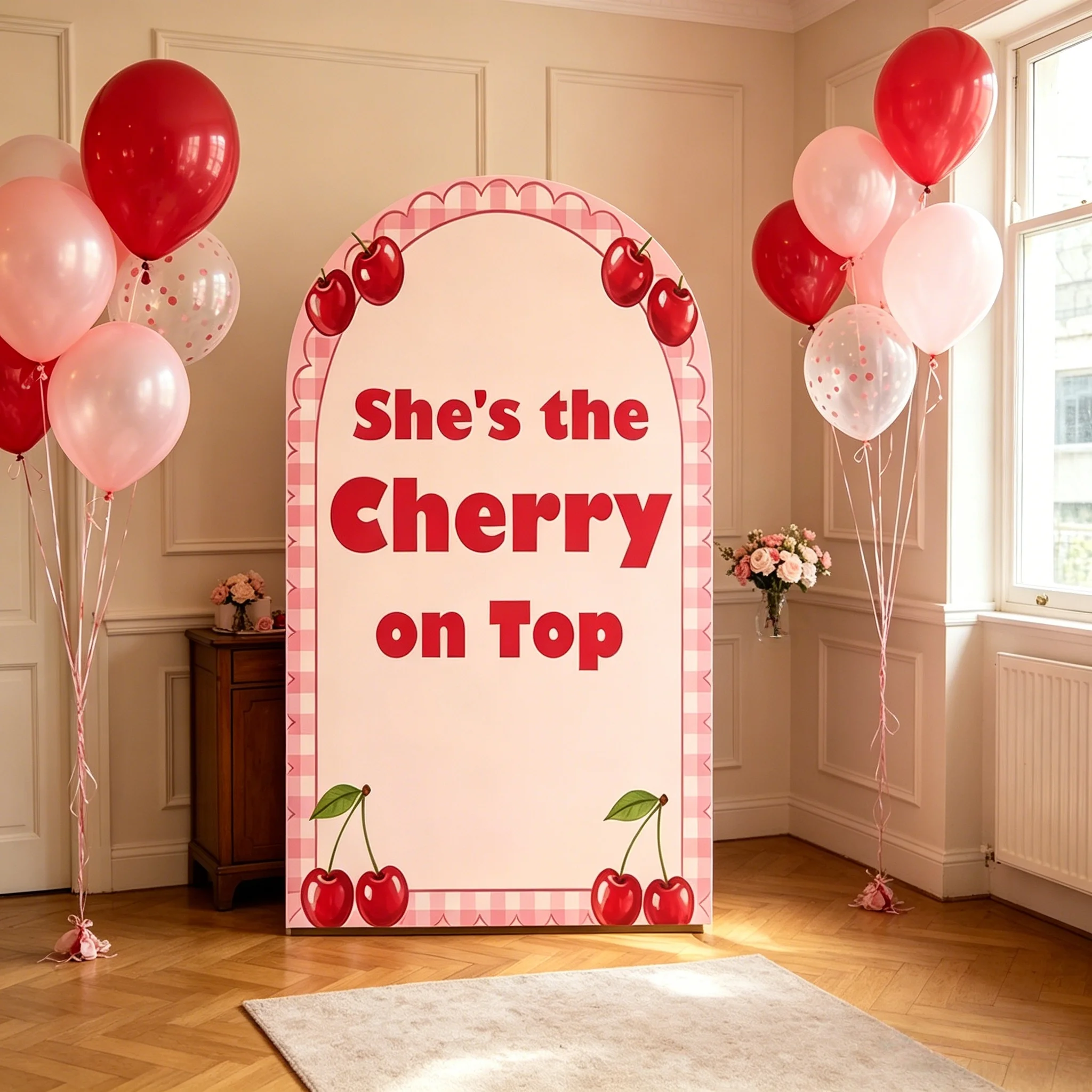 Berry First Strawberry Chiara Arch Wall Backdrop Cover Princess Girls Birthday Party Baby Shower Decor Background Studio Props