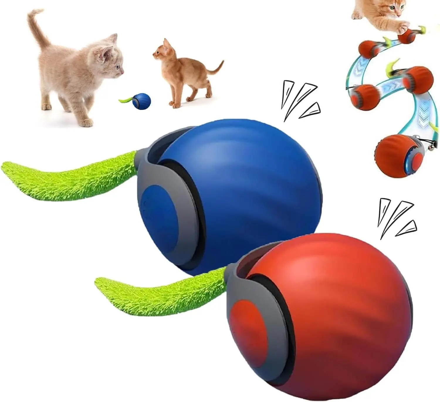 Speedy Tail 3.0 Cat Toys, 2025 Upgraded Speedy Tail Interactive Cat Toys for Indoor Cats, Automatic Cat Toy Cat Ball Toy