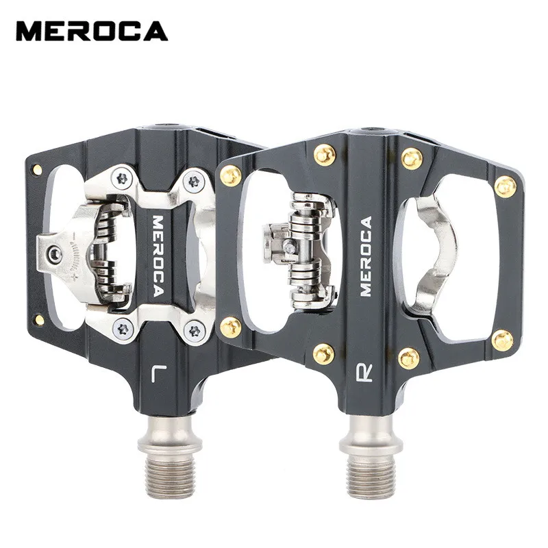 

Meroca Bicycle Dual-Use SPD Lock Pedal To Flat Pedal Self-Locking Pedal Mountain Bike Lock Pedal DU+Peilin Aluminum Alloy Pedal