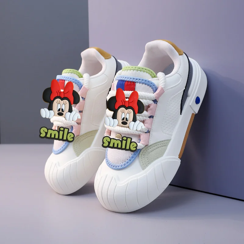 Disney mickey mouse sapatos casuais femininos nova minnie primavera e outono moda tênis aumentando dos desenhos animados tênis de corrida