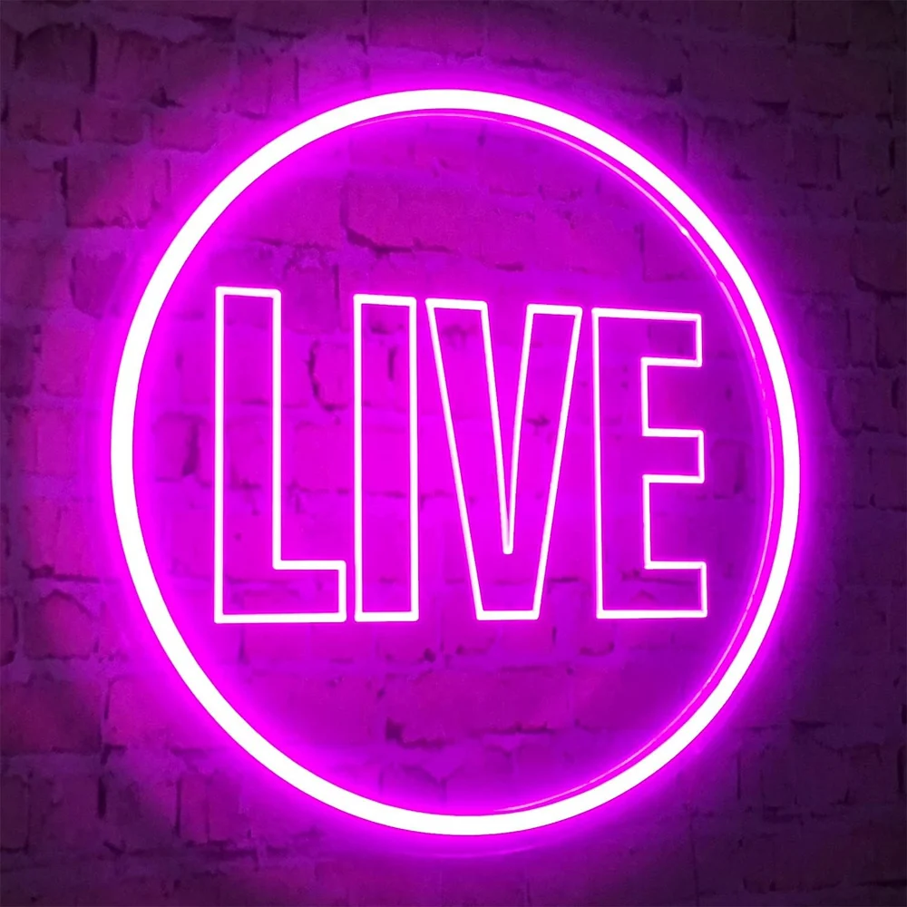 Live Neon Lights Sign, USB Powered Live On Air Led Neon Wall Art Sign, Dimmable Wall Décor Neon for Streamer, Gamer, Game Room