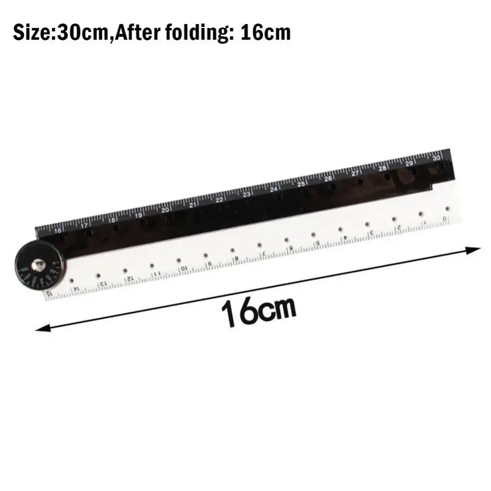 Plastic Folding Ruler Non-toxic Clear Scale Elementary School Stationery Ruler Foldable Black and White Minimalist Ruler