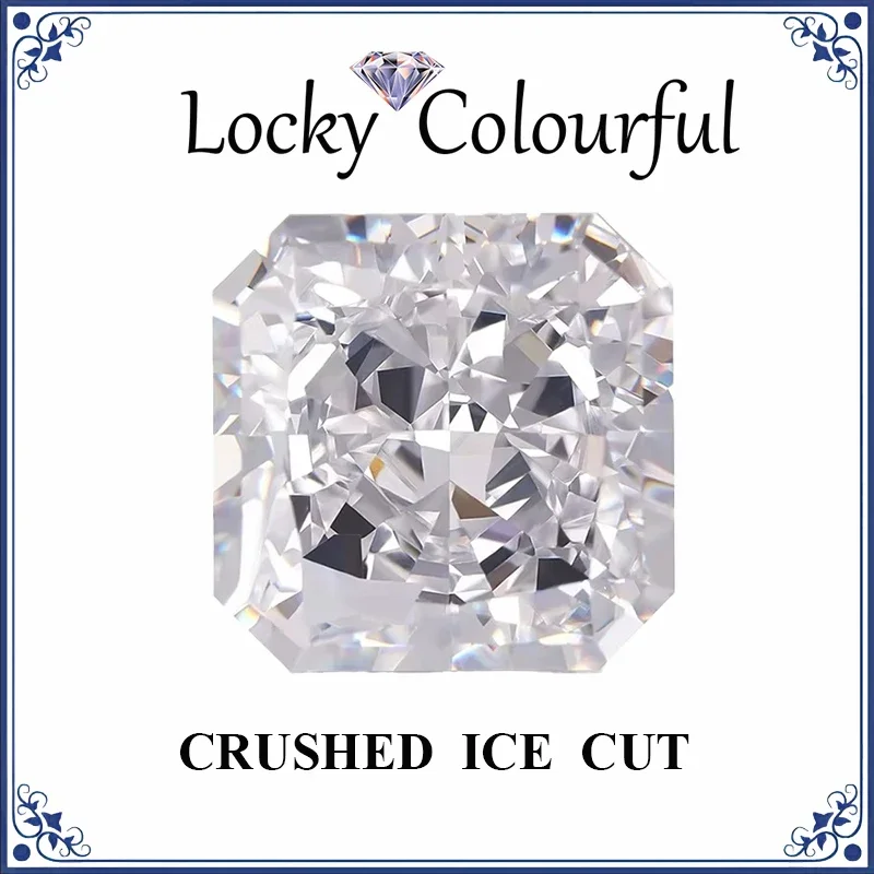

Cubic Zirconia Crushed Ice Cut Asscher Shape White Color Charms Beads for Diy Jewelry Making Necklace Materials No Certificate