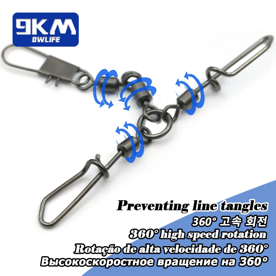 9KM giratorios de 3 vías 5 ~ 20 piezas conector de Clip a presión de calamar plataforma giratoria de agua salada accesorios de aparejos de agua dulce - imagen 3