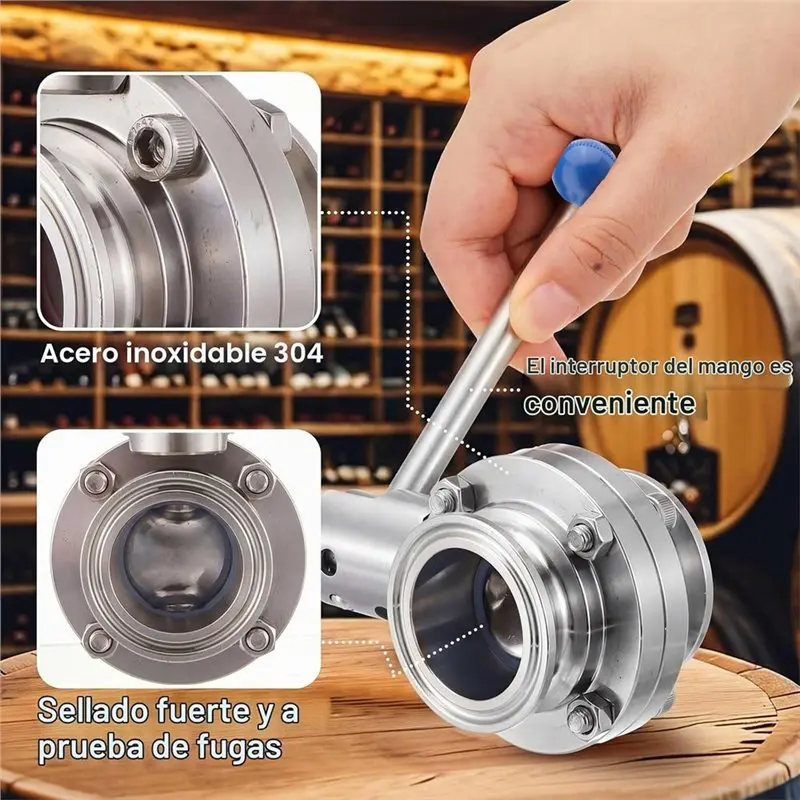 [NEWA08R】 Stainless Steel 304 1.5 Inch Tri Clamp Sanitary Butterfly Valve- 2-Pack With Pull Handle(1.5