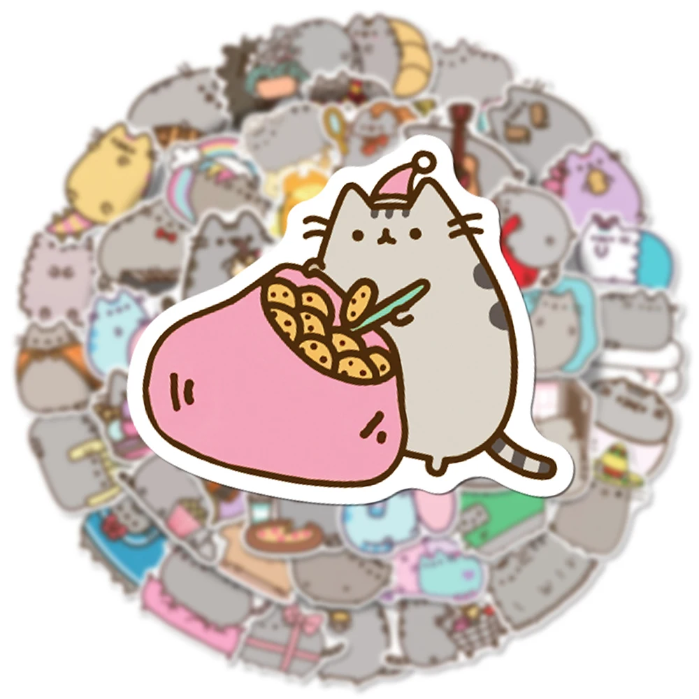 10/30/50PCS Cute Chunky Cat Stickers Kawaii Animal Cartoon Decal Toy DIY Stationery Scrapbook Phone Diary Vinyl Graffiti Sticker