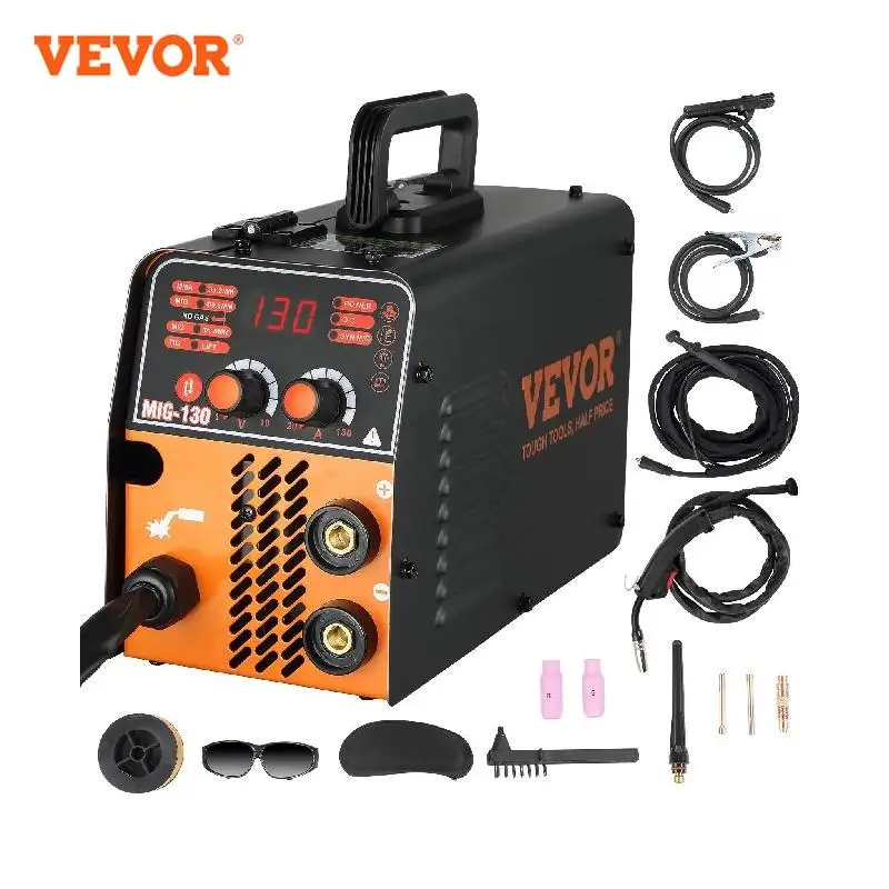 

VEVOR MIG Welder 130A Portable Welding Machine 3 in 1 Combo MMA/MIG/LIFT TIG Flux Core Welder for Carbon Steel Stainless Steel