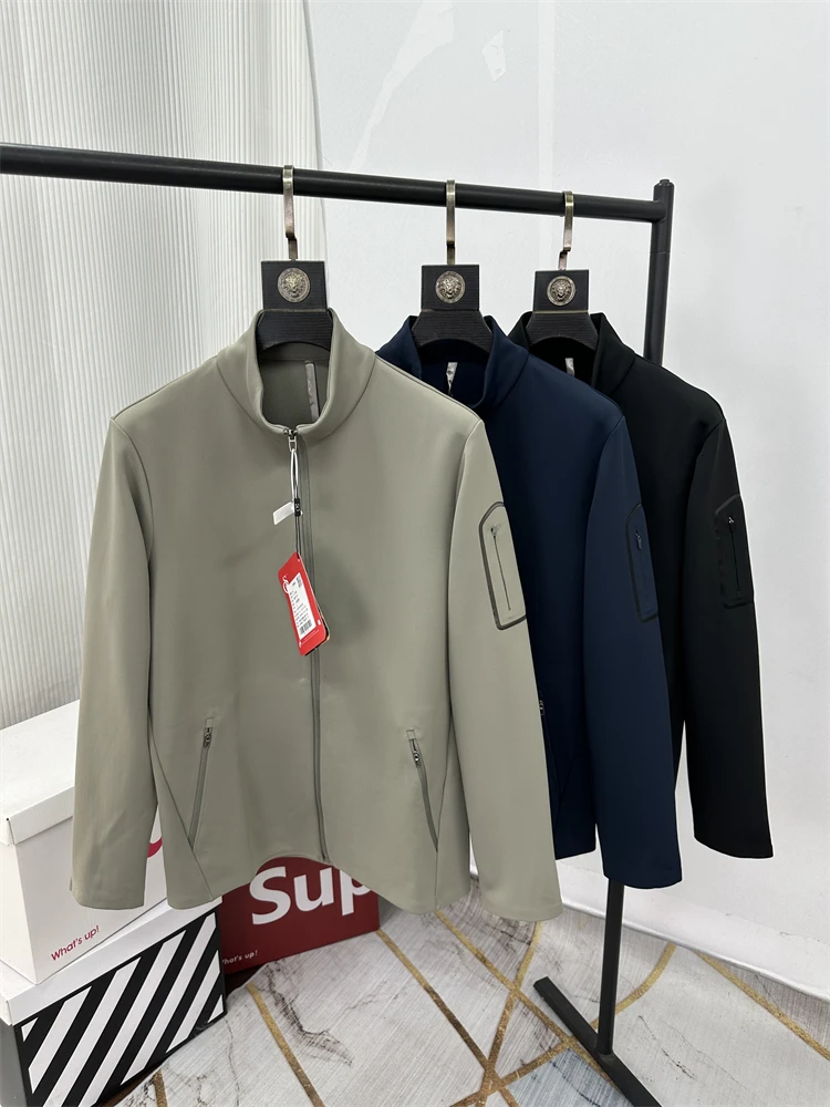 

Мужская легкая функциональная спортивная велосипедная куртка для активного отдыха, повседневная, с воротником-стойкой, ветрозащитная, водонепроницаемая, из полиэфирного волокна, приталенного кроя