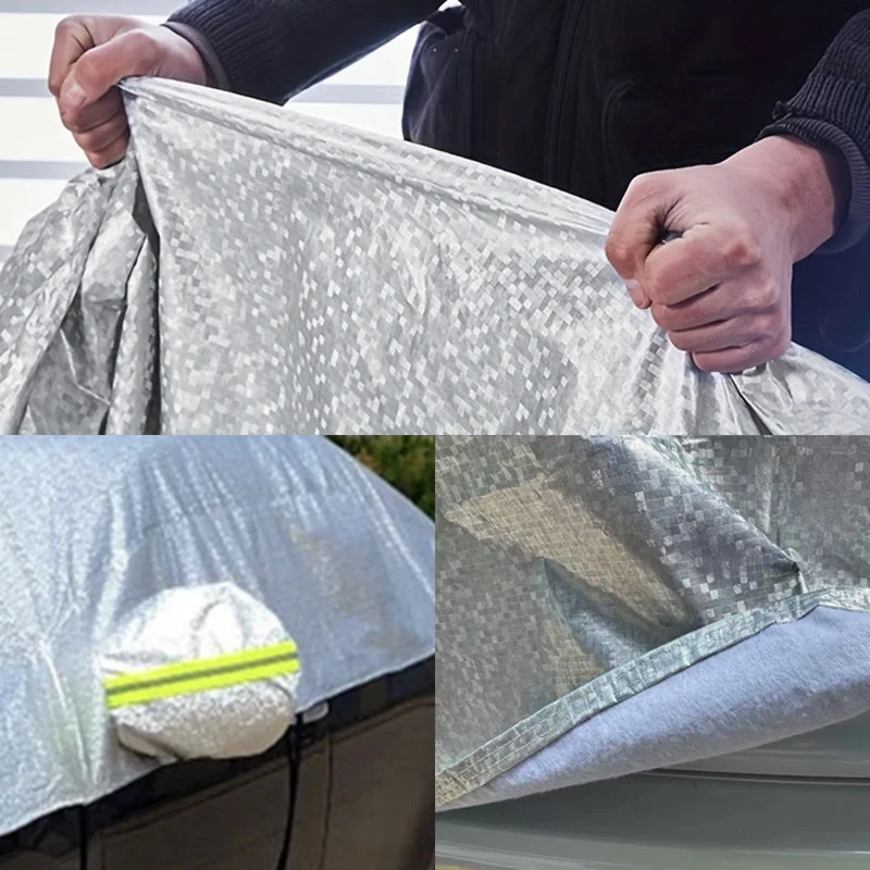 Universeller 2-in-1 Ganzjahres-Auto-Windschutzscheiben-Halbabdeckung Wasserdichter UV-Sonnenschutz Anti-Schnee-Frost-Eis Windschutzscheibenschutz für Limousinen – Detail 3