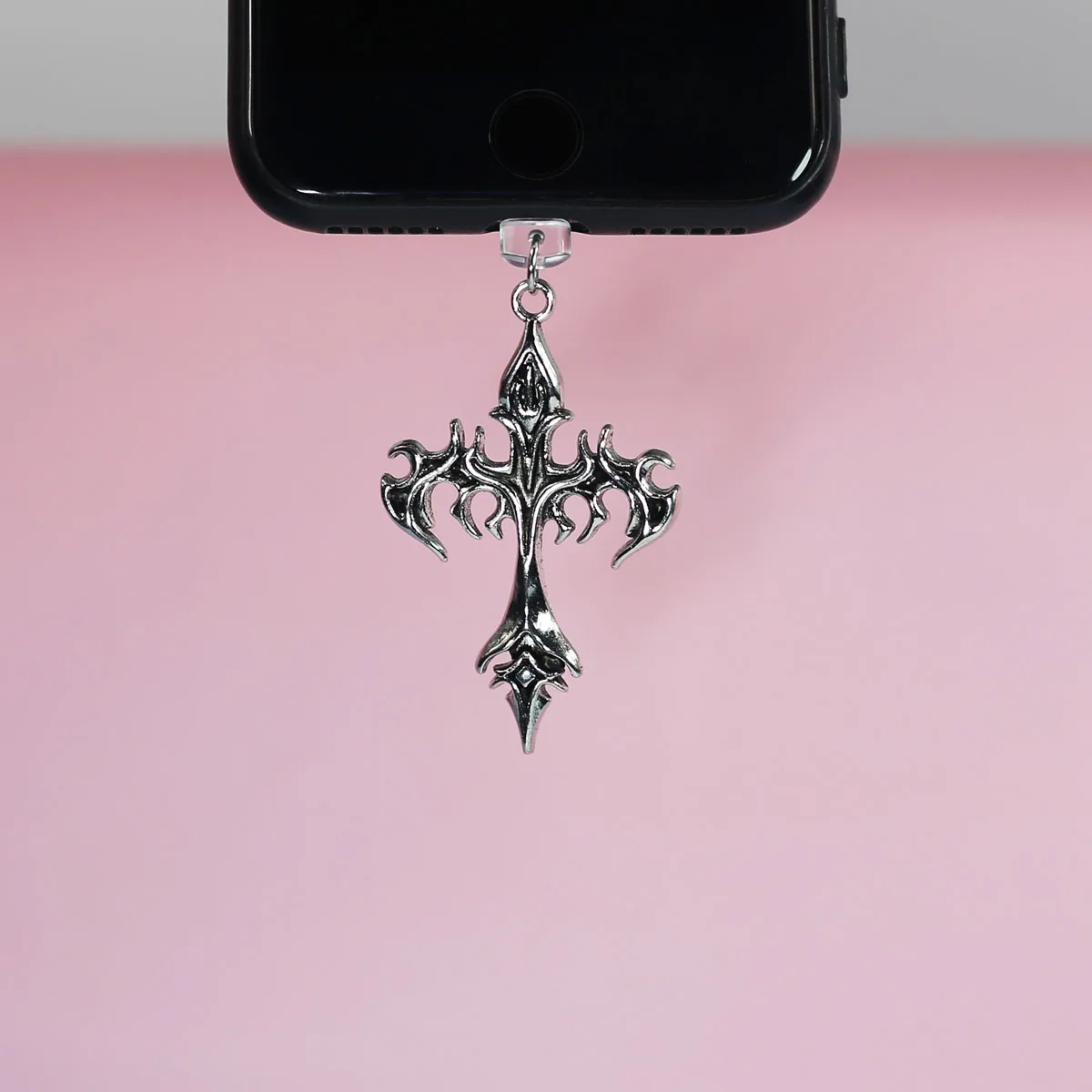 Mobile Phone Dust Plug Pendant Love Cross And Flame Cross Phone Pendant For IPhone Accessories Decoration For Samsung Type-C image 4