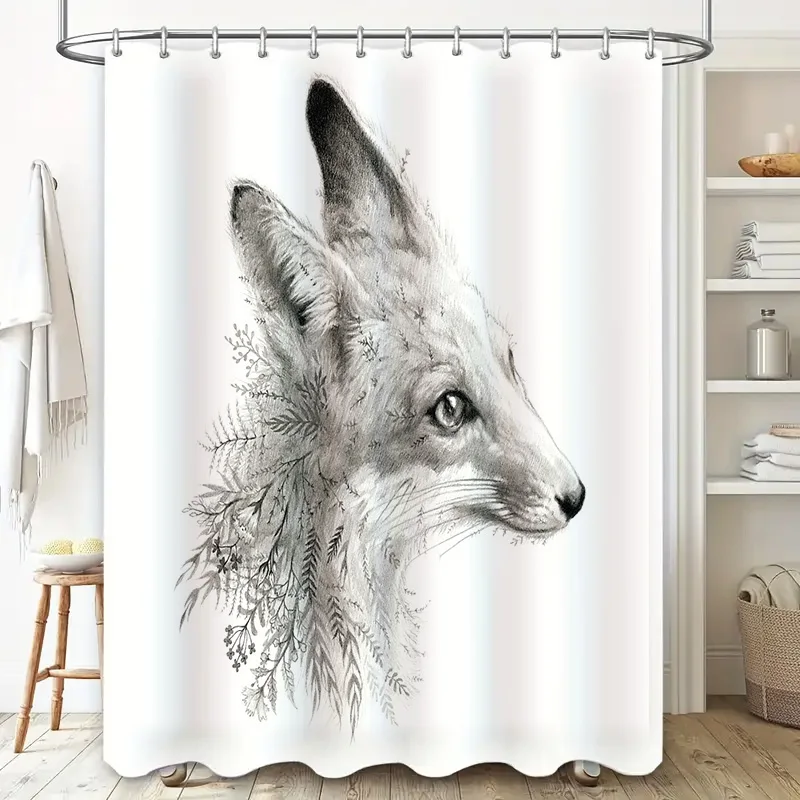 Fox Shower Curtain Woodland Animal Forest Nature Bathroom Decor Rustic Farmhouse Home Artistic Wildlife Tapestry Waterproof Set