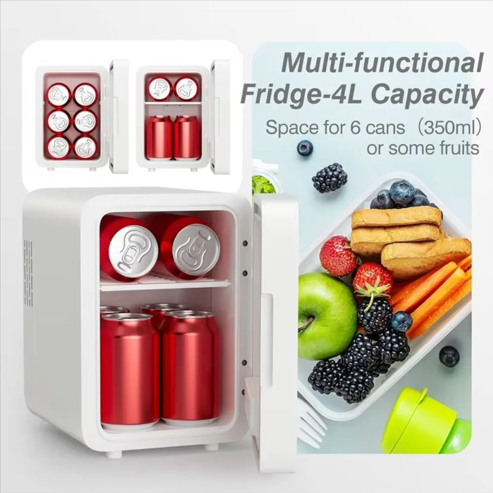Makeup Fridge With LED Light Mirror 4L Mini Fridge For Bedroom Car Small Refrigerator For Cosmetics, Skin Care EU Plug Durable