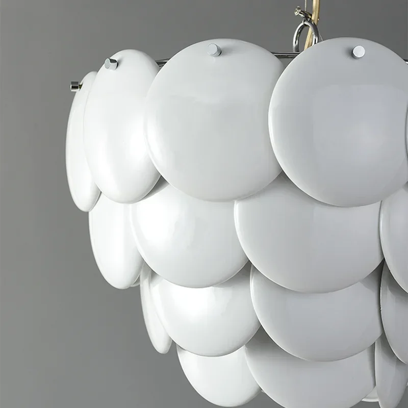 Żyrandol Duński Design Biała Ceramiczna Lampa Kreatywna Lampa Wisząca Dysk Do Sypialni Dekoracja Domowa Kolacja Lampa Stołowa Led Lights