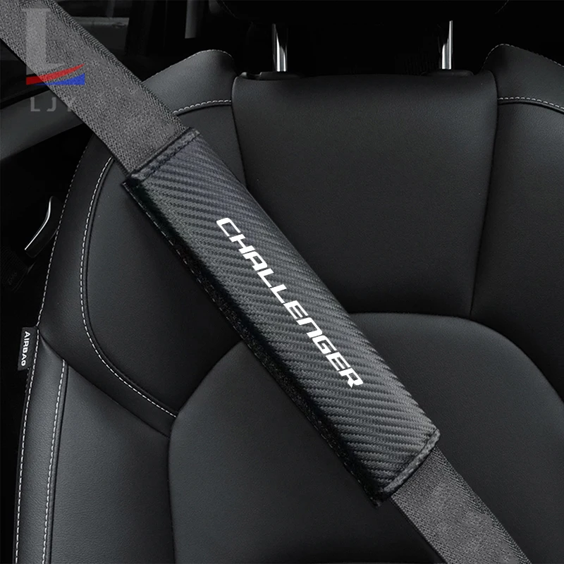 For Dodge CHALLENGER Carbon fiber PU leather wrapped thick sponge seat belt shoulder