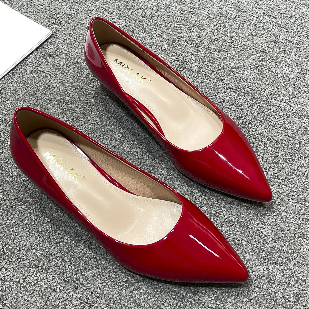 Large Size New Women Pointed Toe Green Pumps Med High Heels Candy Color Casual Office Lady OL Party Dress Shoes For Female E0006