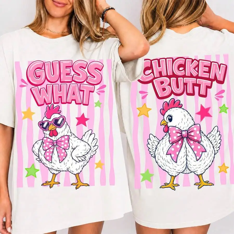 Women's Y2K Graphic Tee What Chicken Butt Print Streetwear Aesthetic Short Sleeve Casual Top For Going Out Graduation Outfits Gift For Her