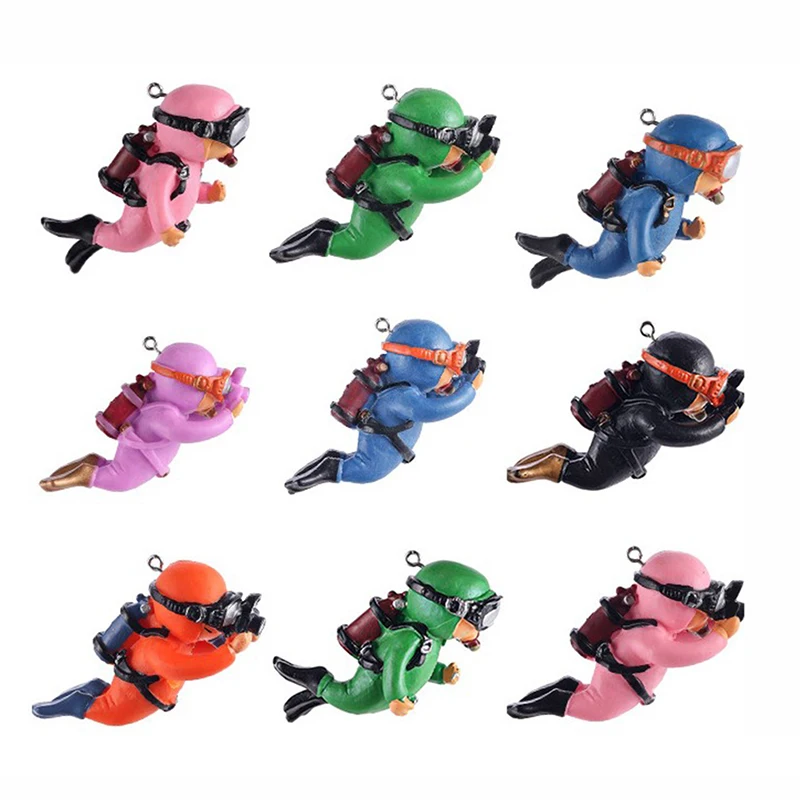 Kawaii resina Frogman ornamenti per acquari interessante decorazione galleggiante simulato Mini Diver Fish Tank accessori per acquari