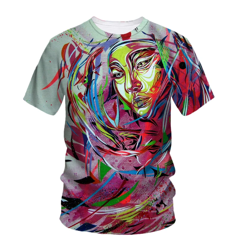 Summer New Originality Graffiti Painting Art graphic t shirts men Fashion Casual Hip Hop harajuku Printed O-neck Short Sleeve