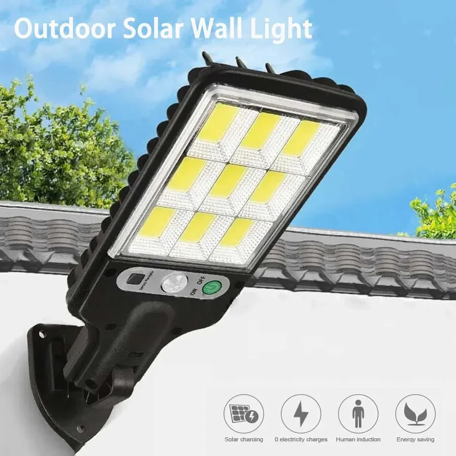 72/108COB في الهواء الطلق ضوء الشارع الشمسي مع محس حركة 3 طرق الإنسان التعريفي مقاوم للماء ضوء الشمس لحديقة المرآب فناء #6