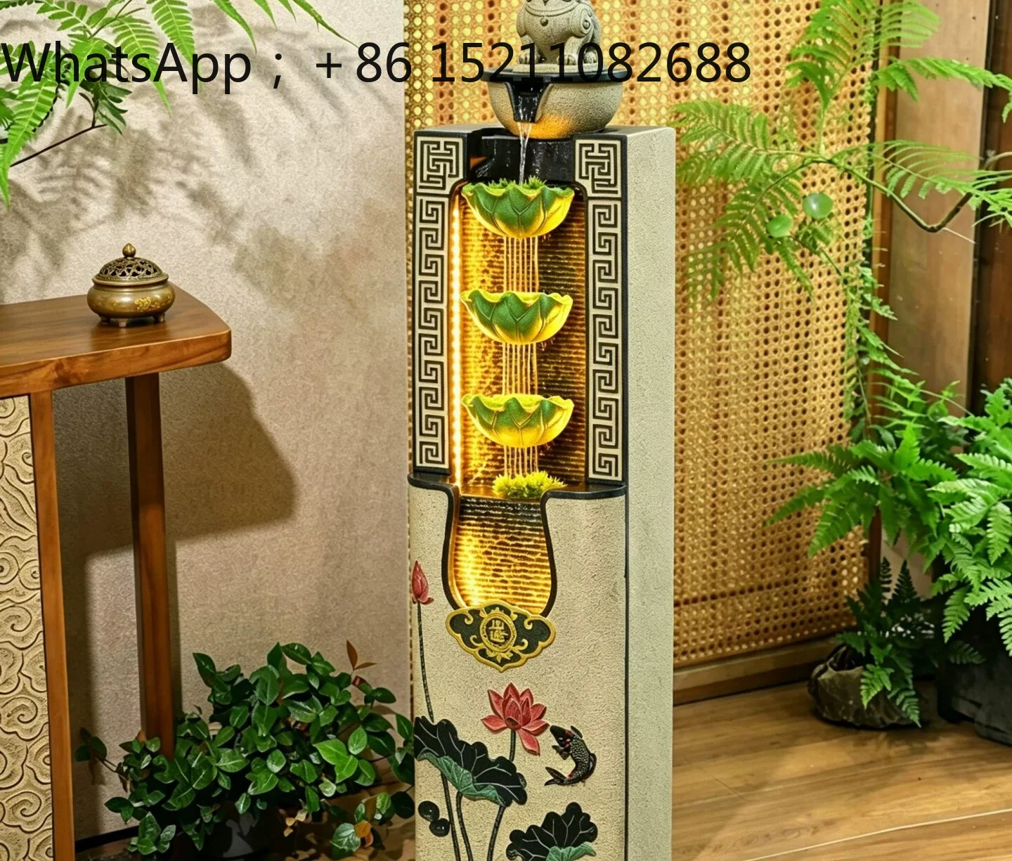LLY floor-to-ceiling flowing water ornament New Chinese-style generating wealth circulating water decoration fountain landscape