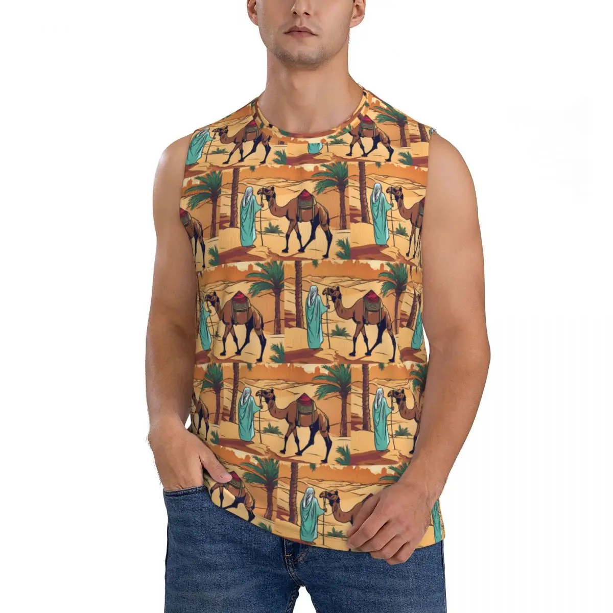 Namade With Camel Men Sleeveless Tank Tops Quick Dry Breathable Gym Fitness Running Summer Casual Sport Vest