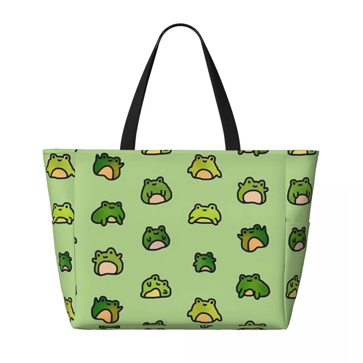 Large Summer Beach Bag Ideal for Beach, Frogs Doodle Travel, & Camping