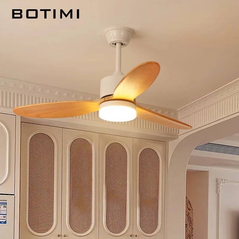 BOTIMI 3 Blades 42 Inch Ceiling Fan With Lights For Foyer 36 Inch Remote Control Reversal LED Bedroom Dining Fan