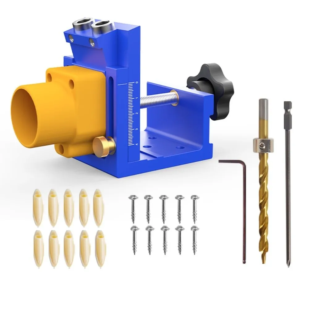 

Precise Scale Pocket Hole Jig Solid Dust Extraction Drilling Guide Fixture Rust-proof Aluminium Alloy Hole Punching Locato