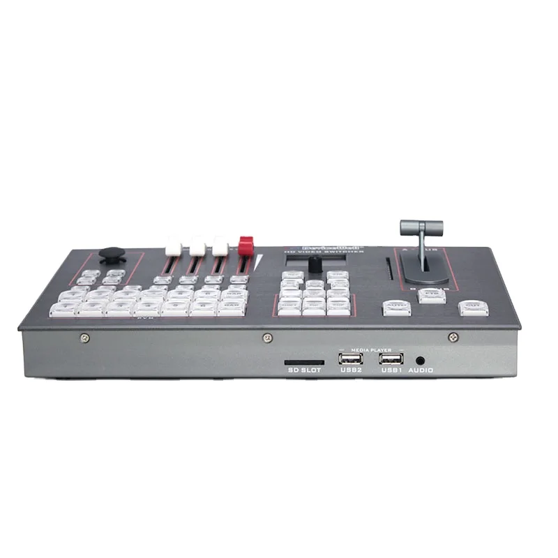 6-Channel SD Card Record HD SDI for  Metal Video Switcher with XLR Audio & Effects