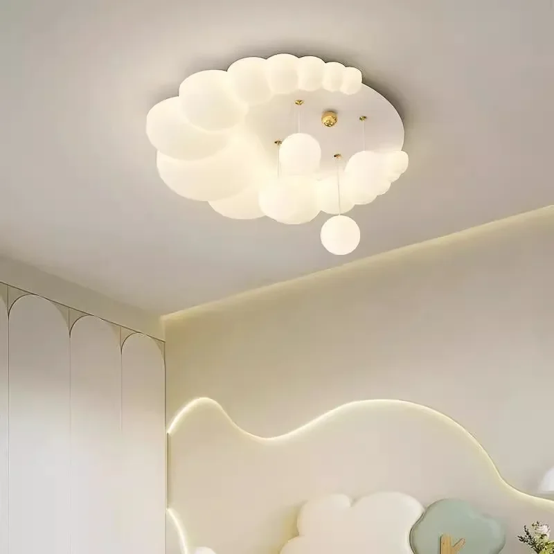 

Cream wind bedroom lamp modern simple warm flower moon lamp children's room full spectrum eye protection ceiling lamp