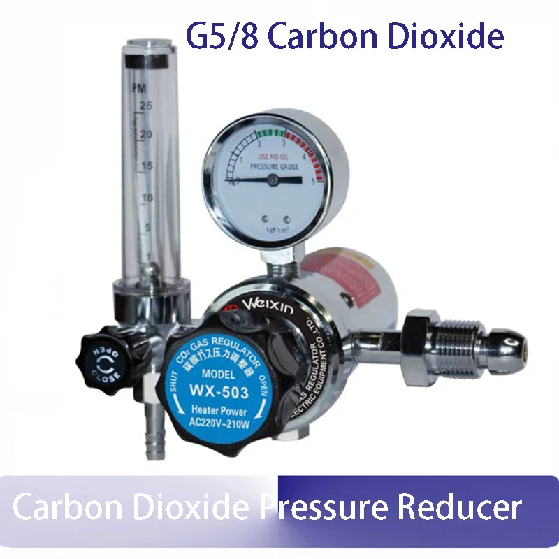 G5/8'' external thread Adjustable Carbon Dioxide CO2 Gas Pressure Reducer Pressure reducing valve pressure gauge