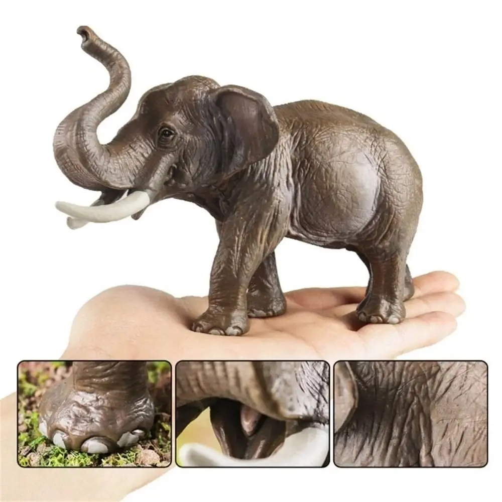 

Wild Large Elephant Figurine Plastic Realistic Mini Animal Statue Handmade Elephant Desktop Ornament Home Office Decoration