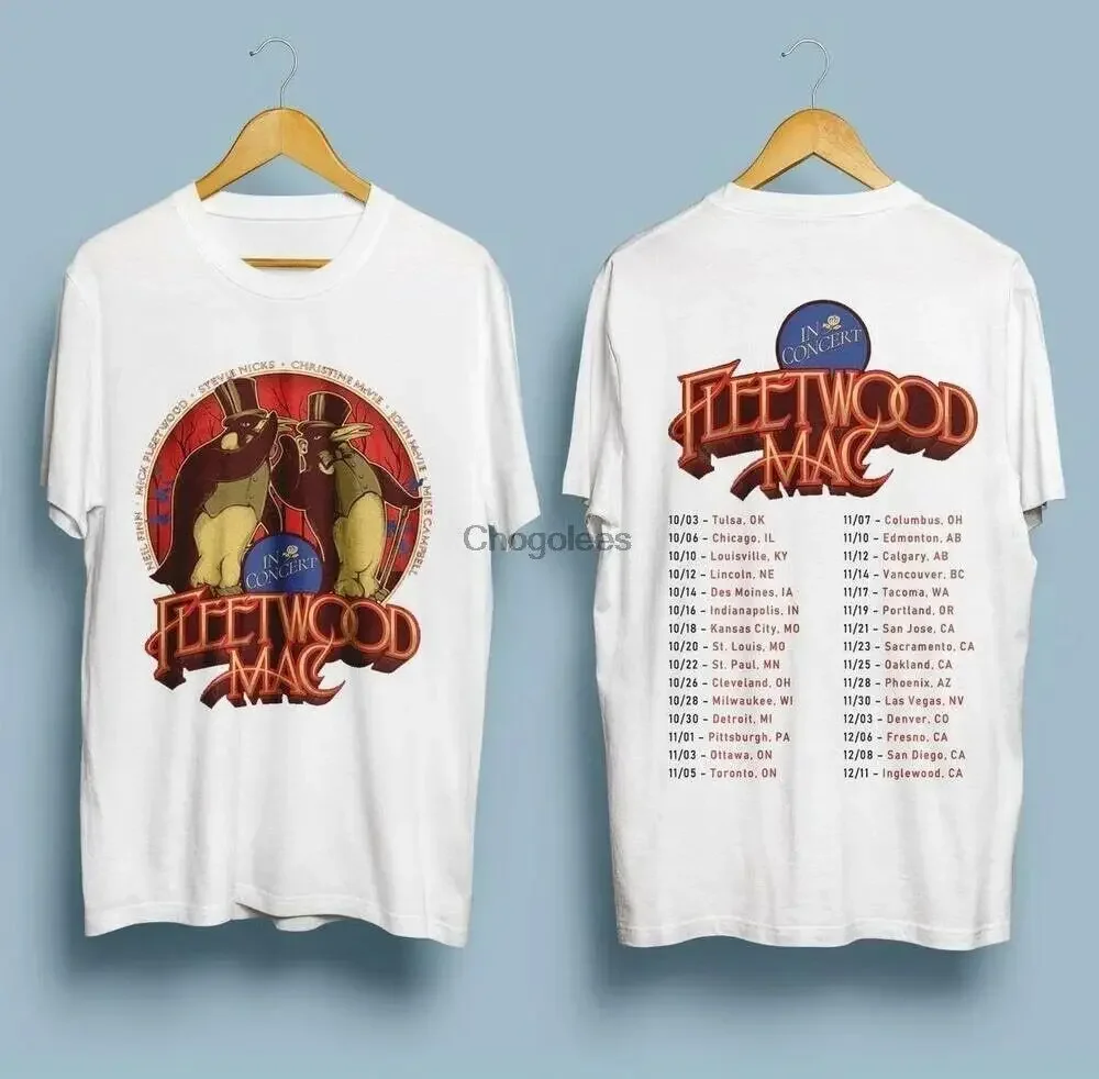 Camiseta clásica Vintage con cuello redondo, camisa de 2 caras, LNH2915, # Fleetwood_Mac 2019 Tour