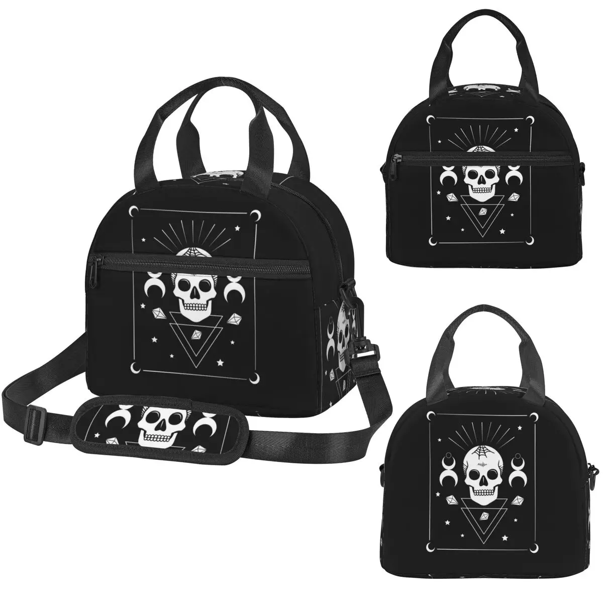 Skull & Witchcraft Symbols - Goth Insulated Lunch Bag for Kids School Cooler Thermal Box Tote Leakproof Lunch Boxes