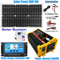 6000W Solar Panel Kit Solar Power System 12VTo 220V Battery Charger Inverter Charger Controller Set for RV Travel Trailer Camper