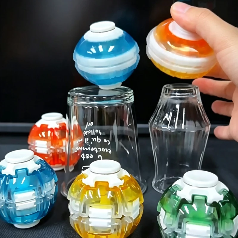LED Magic Press To Spin Stress Relief Fidget Balls Autism ADHD Focus Quiet Cool Gadgets Unique Gifts For Kids & Adults