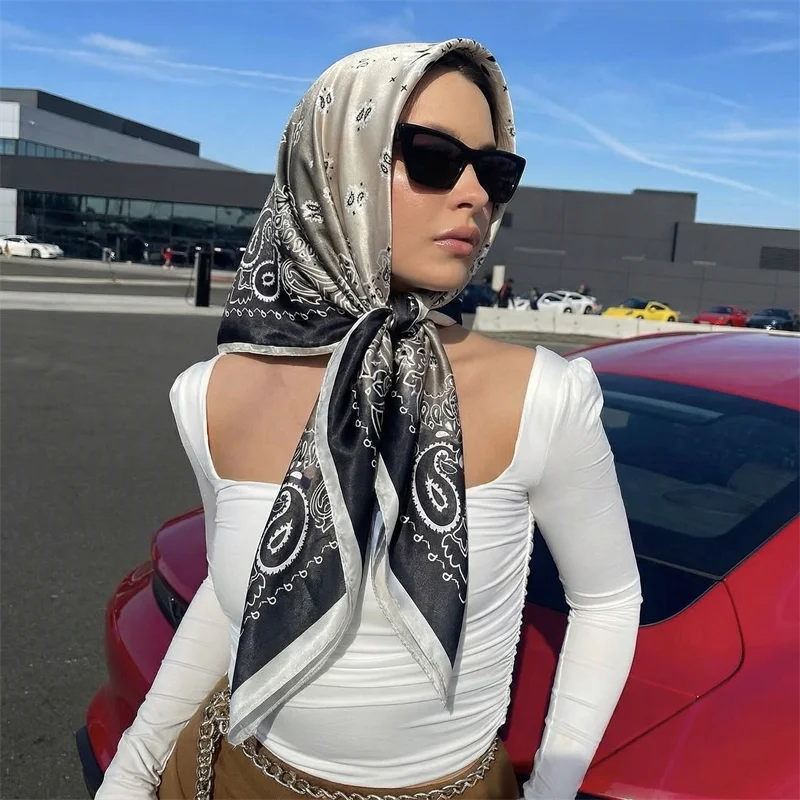 

Новые квадратные шелковые платки для женщин: хиджабы, шали, абайи, исламские вуали, тюрбаны, головные платки, фуляры, банданы, пляжные парео 2026