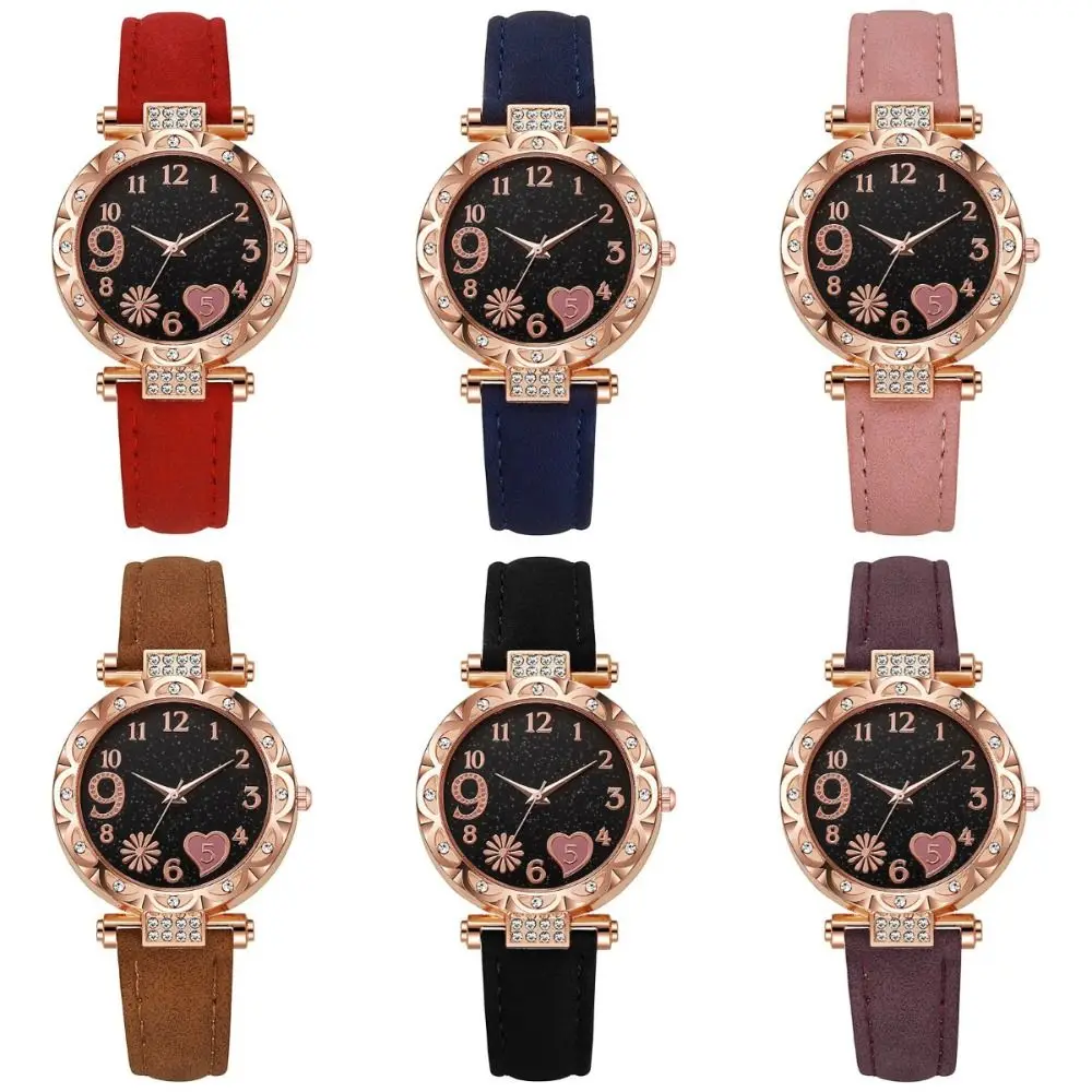 Light Luxury Leather Band Women's Watch Rhinestone Fresh Design Ladies Watch Quartz Watch Fashion Accessories