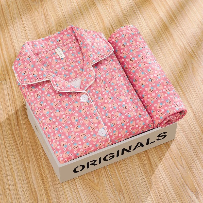 New Middle-Aged Women\'s Pajamas Suit Autumn Winter Warm Loungewear Female Casual Air Cotton Cardigan Trousers Two Piece Set 4XL